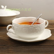 유럽식 양손스프볼 요거트볼 시리얼볼 접시 세트 Wstug 증정, 스프볼세트(우드접시), 화이트