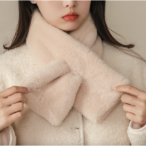 엘리 쁘띠 털 미니 목도리, 아이보리, 1개