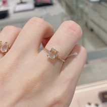 크리스탈반지 925 클리터 천연 화이트 스퀘어 얼음 사탕 보이핏 볼륨 심플 냉담 무드 x2개 1935985760