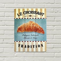 더웨스트 원목 빈티지 카페 인테리어 액자 우드 페인팅 커피 그림, 19.크로아상