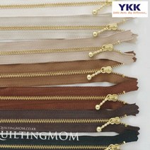 퀼팅맘 YKK지퍼 골드 금장지퍼 (물방울), 09.골드지퍼 물방울 내츄럴 아이보리[25cm]