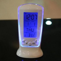 디지털시계 책상 시계 침대 옆 알람 시계 전자 시계 광장 선물 아이들을위한무소음 탁상시계 투명LCD 디지