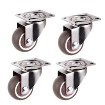 125152 인치 4 Pack 로우 프로파일 캐스터 바퀴 소프트 고무 회전 캐스터 360 학위 탑 플레이트 브레이크 8, 03 빨간_03 125