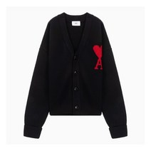 (당일) 22FW 아미 빅 하트 로고 블랙 울 브이넥 가디건 BFUKC002018 009