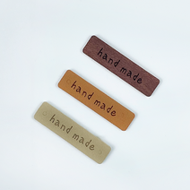 헤세드 국내제작) 3종 핸드메이드라벨 인조 가죽라벨-소문자 (4개), 3컬러전부(12개)