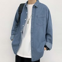 남 자 여 청 방 빅사이즈 데님 셔츠 캐주얼 패션 OGN 성 커플 오버핏 긴팔 베이직 데일리 코디