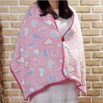 도매토피아 더블하트 망토 담요 150x50cm 휴대용 기모담요 무릎, 1개
