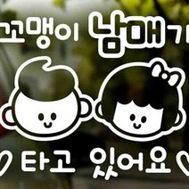 마이몰12 자동차스티커 남매가타고있어요 반사 스티커 차량용스티커주문제작