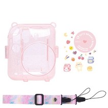 인스탁스 미니 12 사진 가방 투명 보관 케이스 크리스탈 스트랩 스티커 3 종 세트, 05 pink