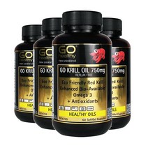 고헬시 크릴 오일 750mg 60캡슐 4팩 Go Healthy Krill Oil