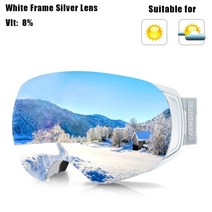스키고글 남성스키고글 여성스키고글 스노우 주야겸용 보드 성인 7, 협력사, 흰색 프레임 은색
