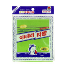 국내산 이태리 타올 4매 / 골드상사 목욕타올/이태리타올 / 목욕타올/국내생산, 그린, 1개, 4개입