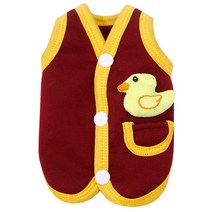 OEM 귀여운 러버덕 도안 강아지 고양이 코튼 나시 반려동물, Wine Red_XS