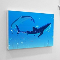 아트박스/꾸밈 bh163-캔버스액자33.4x24.2_고래일러스트