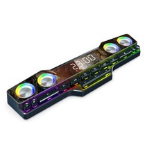 4000mAh 무선 블루투스 게임 스피커 사운드 바 USB 3D 스테레오 서브 우퍼 AUX FM 홈 시계 실내 바 컴퓨터 라우드, 보여진 바와 같이