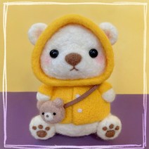 인형옷만들기패키지키트세트 반려견인형제작 반려견양모인형 양모고슴도치 강아지양모인형 양모인형, 백곰 재료 패키지 1개