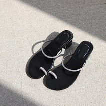 [쥬드] 5cm 에나멜 보석 엄지쪼리 크레센 큐빅 쪼리 뮬슬리퍼