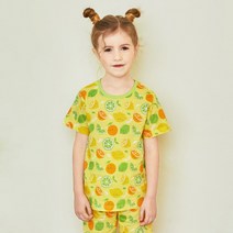 무이코코 레몬 아동용 싱글쟈가드 5부 실내복 상하세트