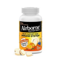 Airborne 아연이 함유된 1000mg 츄어블 태블릿 강력한 항산화 물질 비타민 A C E 면역 보충제 - 200정 시트러스 맛121612
