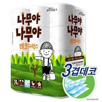 나무야나무야 데코디럭스 3겹 25m x 24롤 롤화장지, 4팩