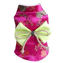 Creation Core Adorable Brocade Pet Kimono Dress Japanese Style Pet Dress Floral Bowknot Pet Costume, 1, Purple