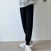남자 블랙 조거 트레이닝팬츠 배색라인 댄디 코디 밴드팬츠 트렌드 댄서바지 짐웨어