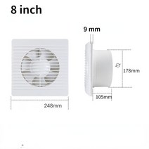 공업용 상업용 환풍기 송풍기 4″6″8″ 배기 팬 화장실 강력한 음소거 배기 팬 가정용, 영국, 8 인치