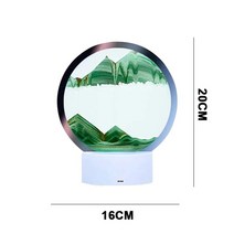 3D 모래 시계 인테리어 소품 선물용 샌드아트 크리에이티브 퀵 샌드 테이블 램프 움직이는 예술 그림 깊은 바다 풍경 모션 디스플레이 흐르는 홈 장식, [03] green