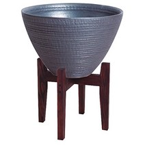 플러스 가든 수련 화분 쉘 목제 스탠드 첨부 Φ300mm 바닥 구멍 없음
