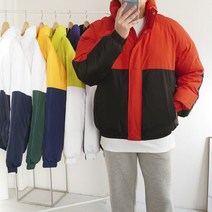 쿼터 남자 헤비 웰론 루즈핏 오버핏 배색 숏패딩 7color