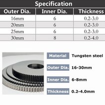 원형톱 테이블쏘 YZH-단단한 초경 원형 톱 블레이드 밀링 절삭 공구 CNC 직경 16mm 20mm 금속 강철 내부 0, [04] 30x8mm, [23] 4.0mm