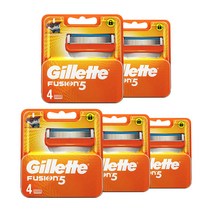 [더 오래가는 독일정품&무료배송] 질레트 퓨전5 면도날 4입x5개(총 20개) / 프로글라이드&파워 호환 / 스테인리스 5중날 / 윤활밴드