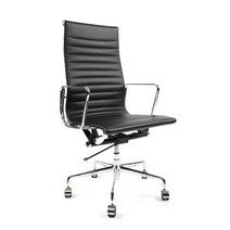 임스체어 명품 오피스 가죽 인테리어 오피스 체어 EA119 eames chair 휘게 체어 사무실 디자인 컴퓨터 고급 1인용 사무용 의자, 천연소가죽 - 블랙