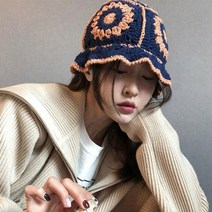 핑크비올라샵 / 모티브 플라워 여름 햇 벙거지 버킷햇 왕골 모자
