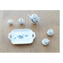 미니어쳐 찻잔 접시 티포트 세트 미니어쳐수집, 그린라인