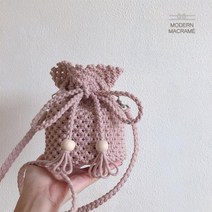 HLO855762미니 복조리 매듭가방 만들기 DIY 키트 홈카페 뜨게 재료, 핑크