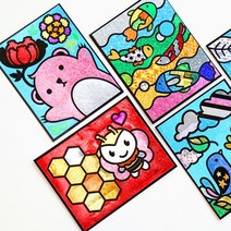 팝아트 포일아트 만들기재료 홀로그램 색칠공부, 하트