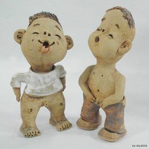 토기인형 2개-1세트 카페인형 점토인형 외국친구선물, 집나온아이