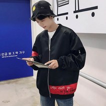 가바바 빅사이즈 남성 5XL까지 항공점퍼 뒤태 삐에로 일러스트 힙합 블루종 자켓 G42498
