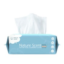 NatureScent 네이처센트 순면 100% 페이스 타올(60매*1개) 화장솜 수건 휴지 물티슈 대용 저자극 건티슈 피부자극 테스트 완료, 1개