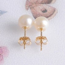 14k 천연 진주 원형 담수 귀걸이 한쌍