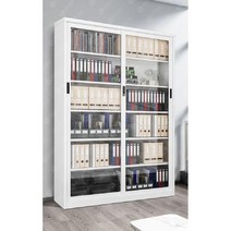유리 슬라이드 만화 책장 슬라이딩 수납함 사무용 수납장 사무실 책꽂이, 1.0mm, 200cm x 130 cm 6층 화이트