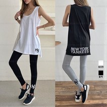 루즈핏 빅사이즈 여성 뉴욕 롱 레이어드 나시티 민소매 티셔츠 민소매티 롱티셔츠