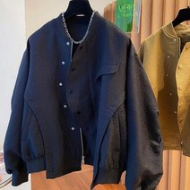 여성야구점퍼 아우터 야상 블루종 캐주얼 루즈핏 화이트 야구 재킷 버튼 지퍼 크롭 겉옷 스트리트웨어 남자 친구 봄 상품