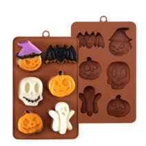 1+1 실리콘 할로윈 케이크 케익 몰드 박쥐 유령 초콜릿 몰드 호박 DIY 핸드메이드 비누 몰드 얼음 몰드, 할로윈 1+1