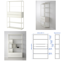 이케아 수납선반/유닛 FJALKINGE 피엘킹에 선반유닛+서랍 화이트 118x35x193 cm