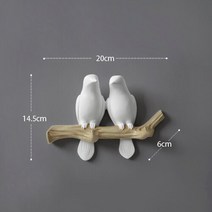 벽걸이 장식 홈 액세서리 거실 걸이 수지 새 걸이 키 주방 코트 옷 수건 걸이 모자 핸드백 홀더, 05 White 2 birds