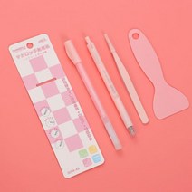 JIANWU-귀여운 저널 도구 문구 세트 4 개 크리에이티브 도트 접착제 펜 조각 칼 삽 족집게 DIY 수제 학교 용품, [02] KD-S628-02