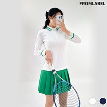 프롬라벨 소매 프릴 골프웨어 카라티셔츠 여자 옷 복장 긴팔 의류 GOLFWEAR
