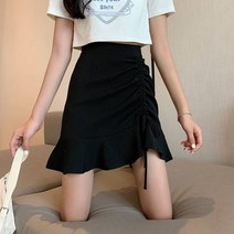 여름 여성 미니 스커트 100 %신상 밴딩 주름 디자인 프릴 레이스 카라 슬림핏 플리츠 치마 빅사이즈